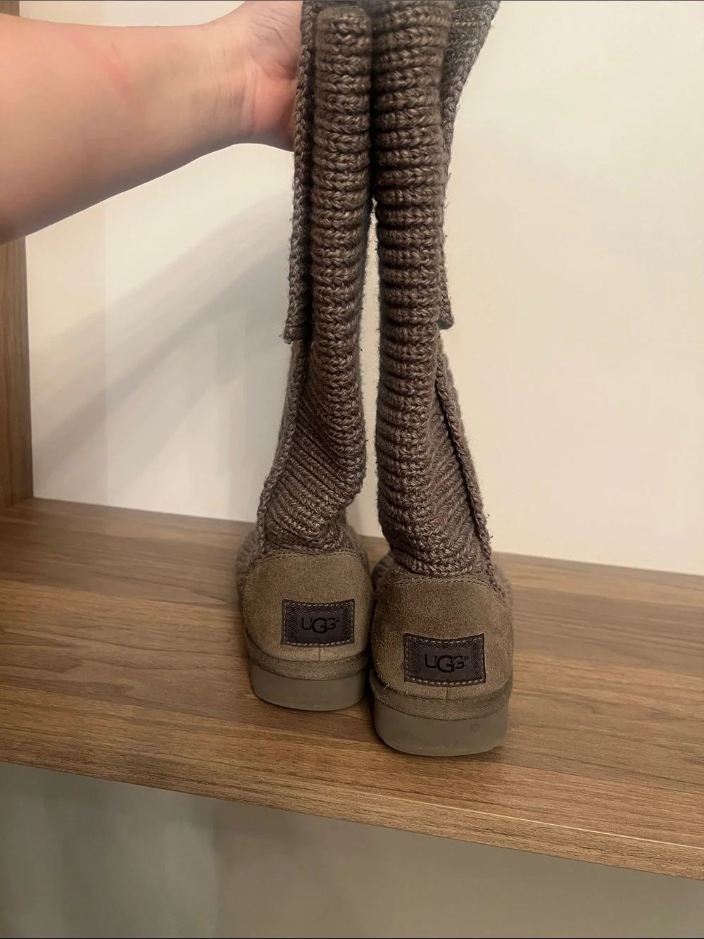 UGG Taupe Knit Boot with Button Detail‎